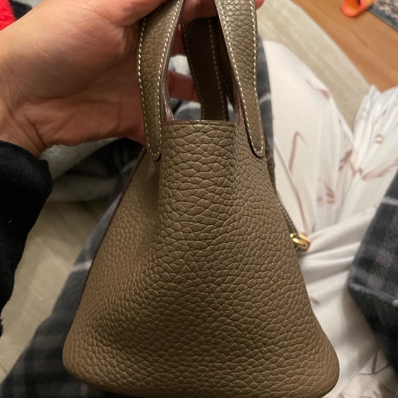 Mini handmade leather bag picotin bag bucket bag micro bag - Picture 3 of 8